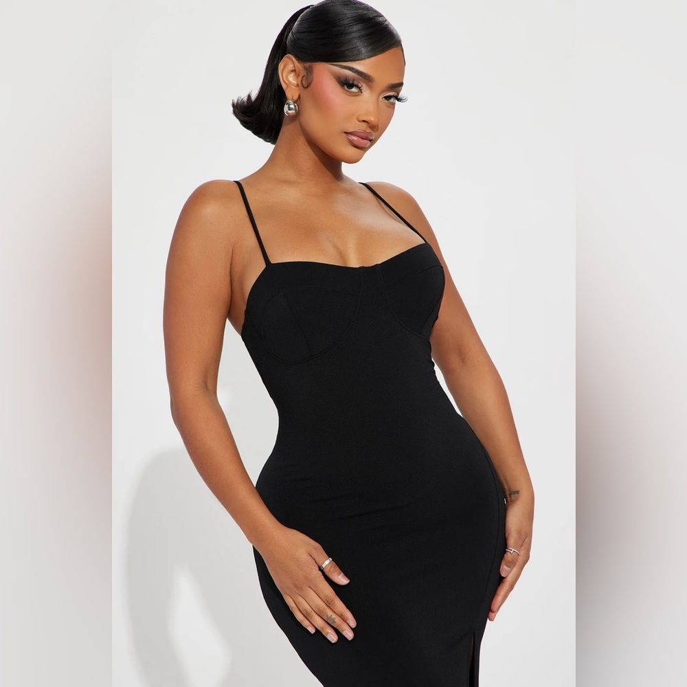 Black Spaghetti Strap Midi Dress - Picture 2 of 3